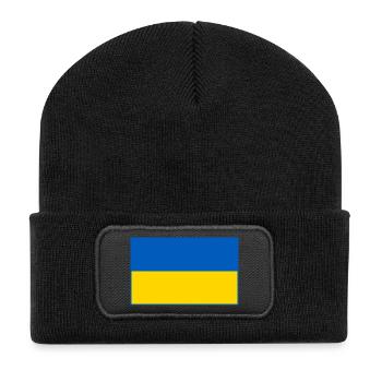 Ukraine flag blue outline - Recycled Patch Beanie - black - Front