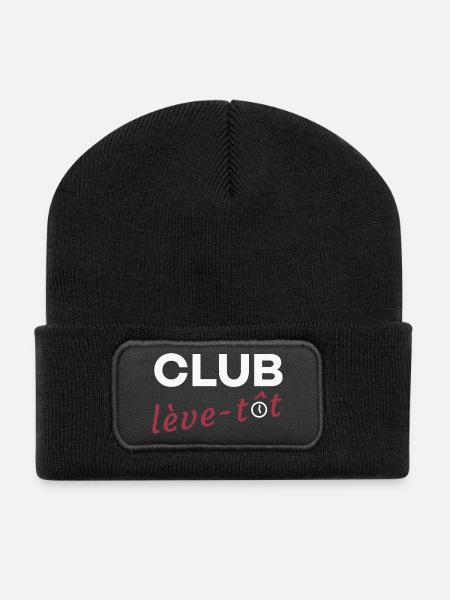 Club lève-tôt - Beanie recyclé à patch - noir