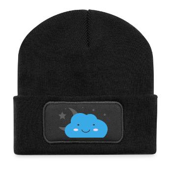 Kawaii cloud and starry sky - Recycled Patch Beanie - black - Front