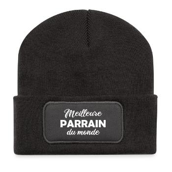 Meilleur Parrain du Monde - Beanie recyclé à patch - charbon - Devant