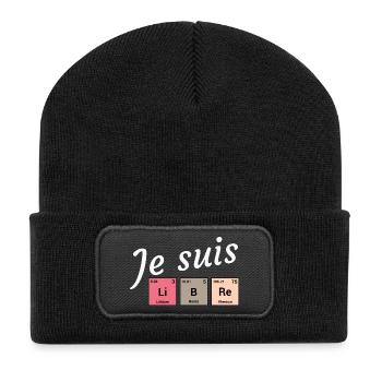 Je suis libre en éléments périodiques - Beanie recyclé à patch - noir - Devant