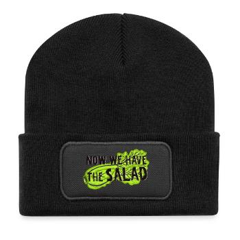 Now we have the salad. Denglisch, Salat, Veggie - Recycelte Patch Beanie - Schwarz - Vorne