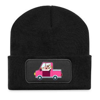 Kuh Auto - Recycelte Patch Beanie - Schwarz - Vorne