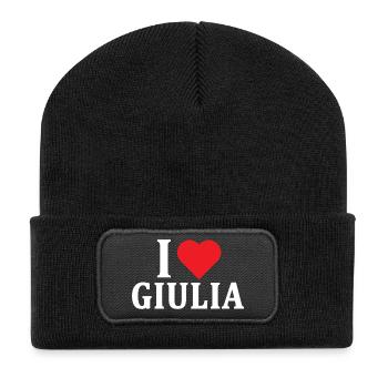 t-shirt I love Giulia t-shirt gift idea - Recycled Patch Beanie - black - Front