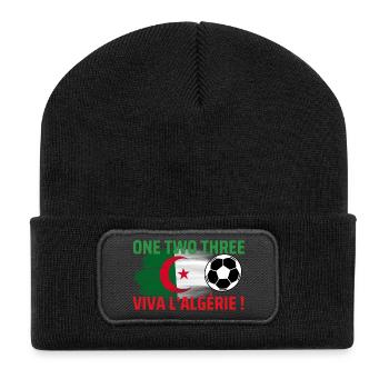Algeria Flag Soccer  - Recycled Patch Beanie - black - Front