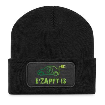  Elektrisches Auto Design - Recycelte Patch Beanie - Schwarz - Vorne