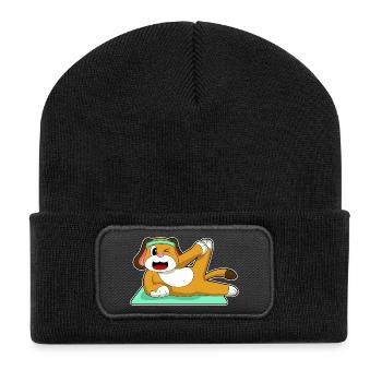 Dog Yoga Fitness Gymnastics - Recycled Patch Beanie - black - Front
