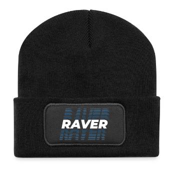 Raver Design Glitch, für DJ EDM Techno House - Recycelte Patch Beanie - Schwarz - Vorne