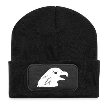 t-shirts mit tierprint, Falkenkopf Silhouette - Recycelte Patch Beanie - Schwarz - Vorne