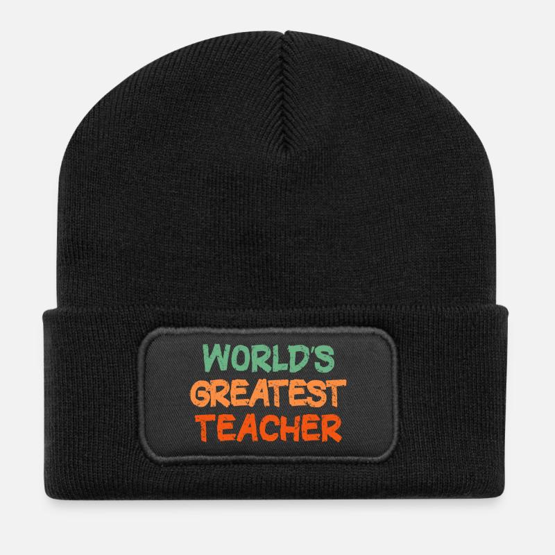 Colourful Handwritten Teacher Tribute - Recycled Patch Beanie - black