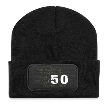 Mit an Spritzer is es mit 50 a no herrlich! 50er - Recycelte Patch Beanie - Schwarz - Vorne