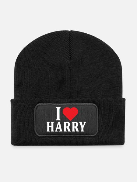 t-shirt I love Harry t-shirt gift idea - Recycled Patch Beanie - black