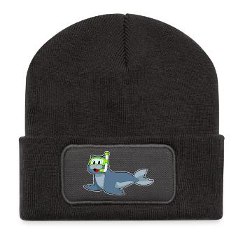 Seal Diver Snorkel Diving - Recycled Patch Beanie - dark grey - Front
