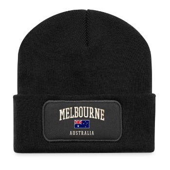 Melbourne Australia Design with Flag - Recycled Patch Beanie - black - Front