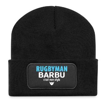 RUGBYMAN BARBU - Style de Rugby Authentique - Beanie recyclé à patch - noir - Devant