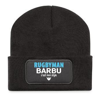 RUGBYMAN BARBU - Style de Rugby Authentique - Beanie recyclé à patch - charbon - Devant