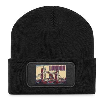 London Tower bridge skyline - Recycelte Patch Beanie - Schwarz - Vorne
