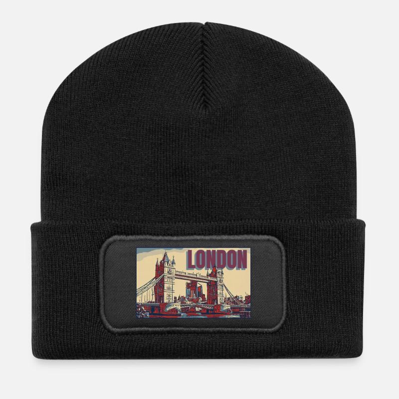London Tower bridge skyline - Recycelte Patch Beanie - Schwarz