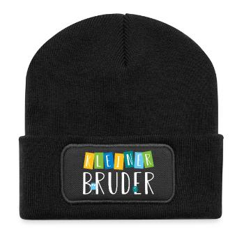 kleiner Bruder - süße Monster - Recycelte Patch Beanie - Schwarz - Vorne
