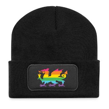 Pride Month LGBTQ - LGBTQ Walisischer Drache - Recycelte Patch Beanie - Schwarz - Vorne