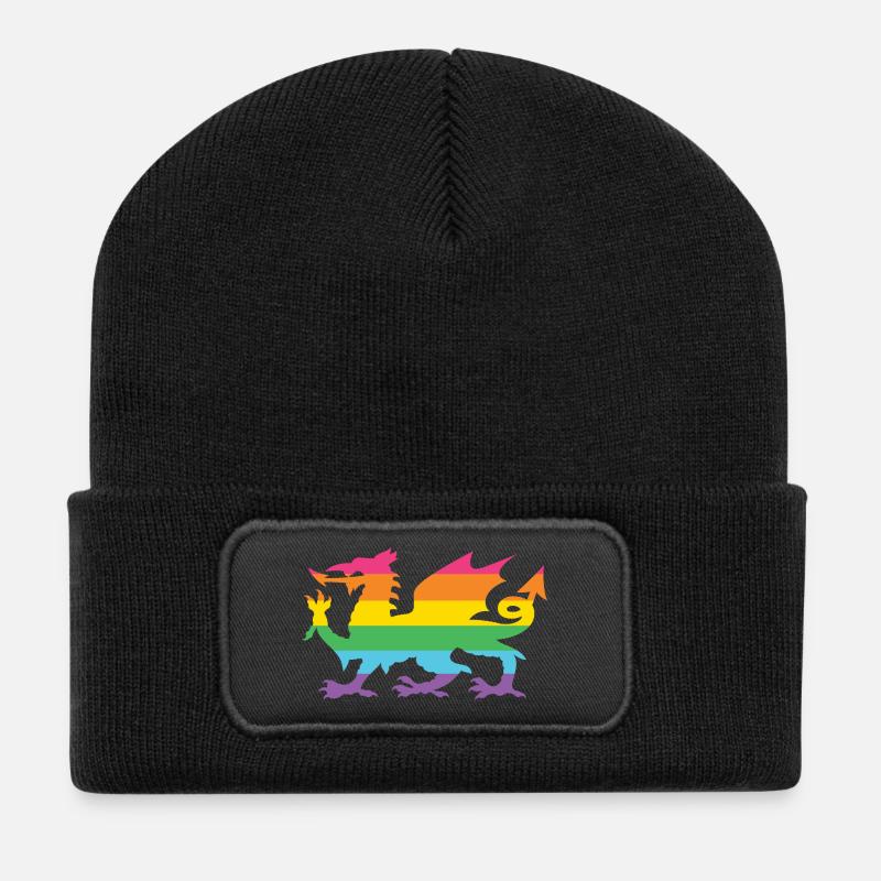 Pride Month LGBTQ - LGBTQ Walisischer Drache - Recycelte Patch Beanie - Schwarz