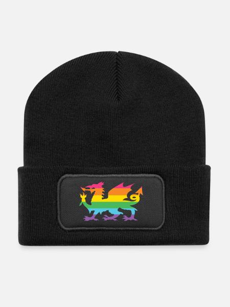 Pride Month LGBTQ - LGBTQ Walisischer Drache - Recycelte Patch Beanie - Schwarz