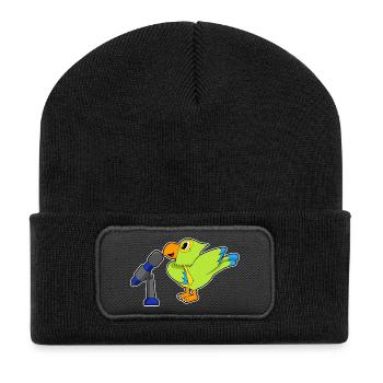 Parrot Singer Microphone Chant - Beanie recyclé à patch - noir - Devant