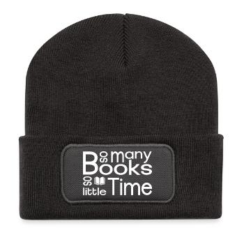 So viele Bücher so wenig Zeit - Recycelte Patch Beanie - Dunkelgrau - Vorne