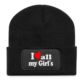 I Love all my Girls - Recycelte Patch Beanie - Schwarz - Vorne