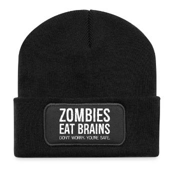 Zombies Eat Brains Funny Shirt - Recycled Patch Beanie - black - Front