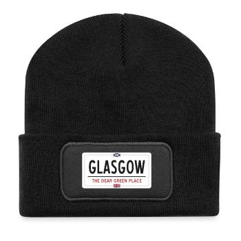 Glasgow Place Name Sign - Recycled Patch Beanie - black - Front