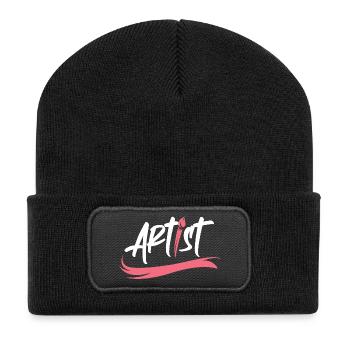 artiste pinceau logo icône artiste illustration - Beanie recyclé à patch - noir - Devant