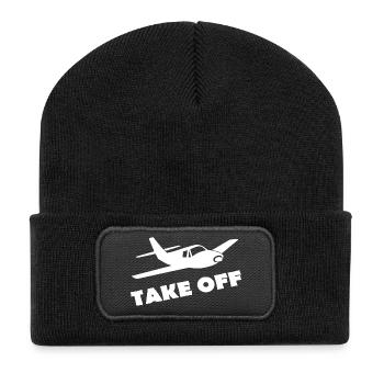 TAKE OFF - Recycelte Patch Beanie - Schwarz - Vorne