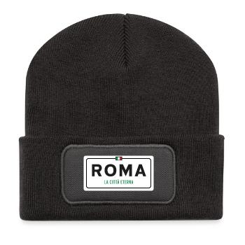 Rome Place Name Sign - Recycled Patch Beanie - dark grey - Front