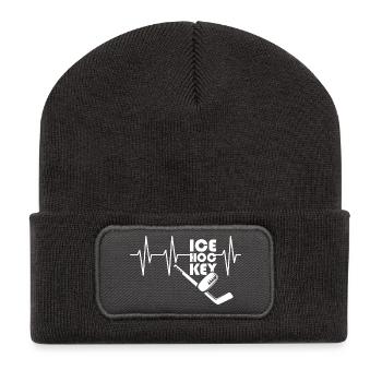 Heartbeat Ice Hockey Pulse Ice Hockey Symbol Team - Recycled Patch Beanie - dark grey - Front