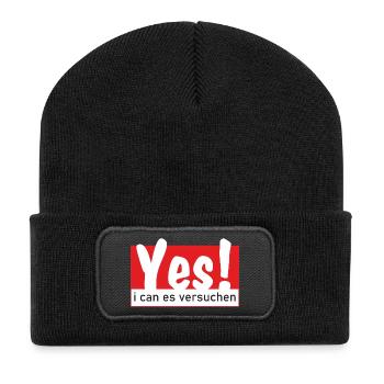 Yes i can es versuchen - Recycelte Patch Beanie - Schwarz - Vorne
