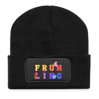 Frühling - Jahreszeit - Recycelte Patch Beanie - Schwarz - Vorne