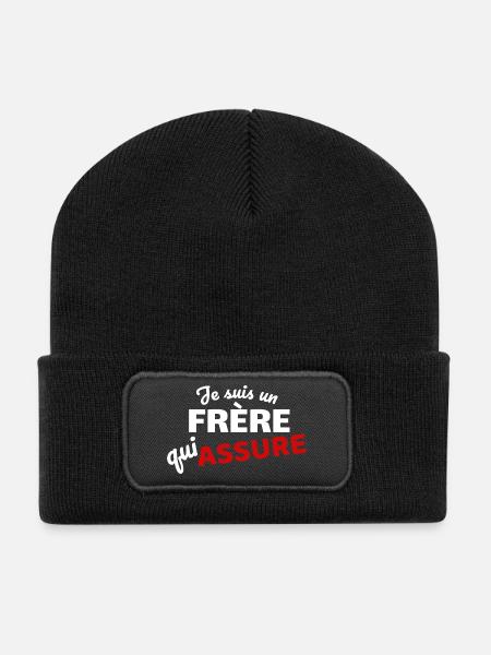 I'm a brother who makes sure - Recycled Patch Beanie - black