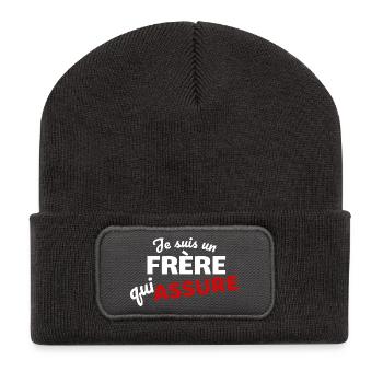 Je suis un frère qui assure - Beanie recyclé à patch - charbon - Devant