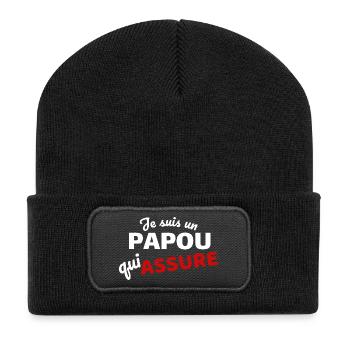 Humorous quote for Papuan who assures - Recycled Patch Beanie - black - Front