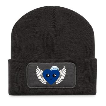 maritim blau Junge Seemann Matrose Seefahrer Herz - Recycelte Patch Beanie - Dunkelgrau - Vorne