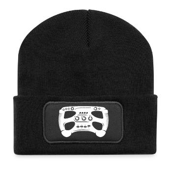 simracer lenkrad formel racing gaming gamer icon - Recycelte Patch Beanie - Schwarz - Vorne