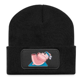 Pig Abdominal Workout Bodybuilding - Recycled Patch Beanie - black - Front
