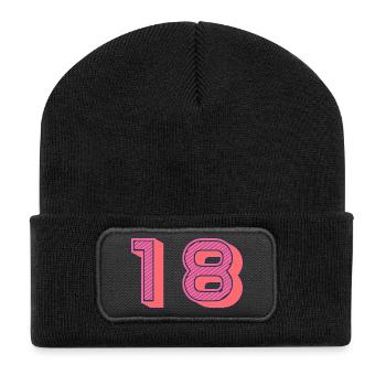 18. 18 YEARS OLD. 18th ANNIVERSARY. 18 BIRTHDAY. - Recycled Patch Beanie - black - Front