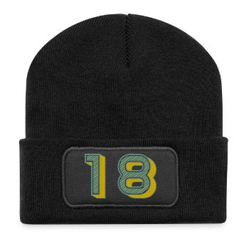 18. 18 YEARS OLD. 18th ANNIVERSARY. 18 BIRTHDAY. - Recycled Patch Beanie - black - Front