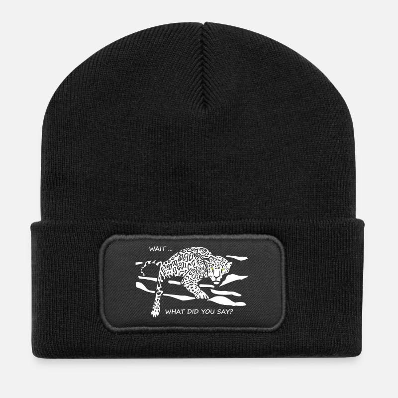 Leopard Awakened : Qu’avez-vous dit ? - Beanie recyclé à patch - noir