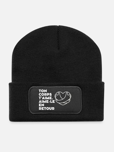 Inspiring heart of hands of love - Recycled Patch Beanie - black