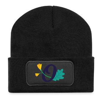 Elégante lettre 'O' avec des fleurs - Beanie recyclé à patch - noir - Devant