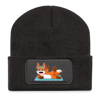 Fuchs Yoga Fitness Gymnastik - Recycelte Patch Beanie - Dunkelgrau - Vorne