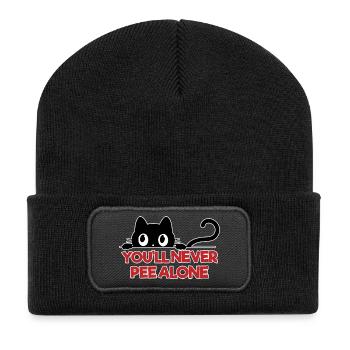 Du wirst nie alleine pinkeln - Recycelte Patch Beanie - Schwarz - Vorne